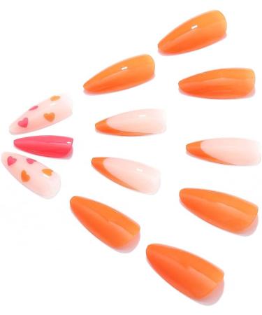 French False Nails Pink Heart Press on Nails Ballerina Acrylic Stick on Nails Almond Fake Nails 24pcs for Women and Girls (Color : Pink Size : B) - Buy Online on GoSupps.com