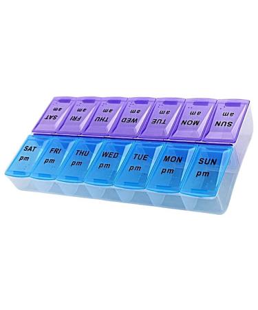 XL Pill Organizer - 7 Day Weekly Pill Box AM PM - Twice a Day - 9" x 4.75" Extra Large Size Pill Case for Medicines Vitamins Supplements