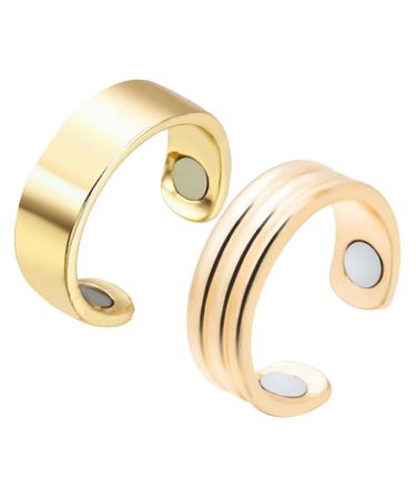 ANROLA Anti Snoring Ring 2PCS Anti Snore Device Snore Reducing Aids Adjustable Acupressure Sleeping Aid Tool Against Insomnia Improve Breathing Unisex Without Side Effects(Gold)