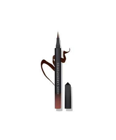 HAUS LABORATORIES by Lady Gaga: LIQUID EYE-LIE-NER | Felt-Tip or Microtip Liquid Eyeliner Pen in Black & Brown, Long Lasting & Smudgeproof, Flexible & Precise Tip, Vegan & Cruelty-Free | .03 Fl. Oz Liquid Eyeliner 02 - Brown