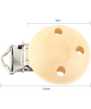 10pcs Cute Round Wooden Baby Pacifier Clips - Infant Nipple Clasps with 3 Holes | International Shipping - Buy Online on GoSupps.com