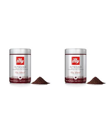 illy Coffee Intenso Ground Coffee Dark Roast Made From 100% Arabica Coffee Beans 250g (Pack of 2)