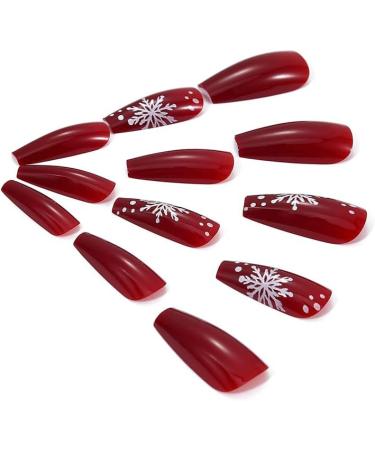 Vatocu Christmas False Nails - Long Xmas Snowflakes Glitter Ballerina Press on Nails (24pcs) - Acrylic Stick on Nails for Women and Girls - Buy Online on GoSupps.com