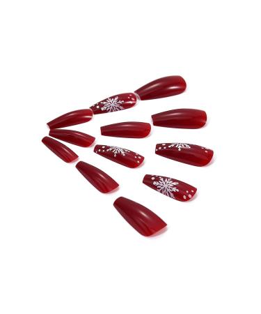 Brishow Christmas Nails | 24 Red Long Press-On Snow Nails for Women & Girls - Buy Online on GoSupps.com