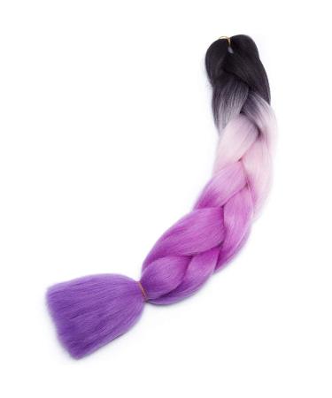 Tess Braids Extensions | 60 cm Jumbo Kanekalon Hair - Black Pink Purple & Blue 3 Pack for Box Braids - Buy Online on GoSupps.com