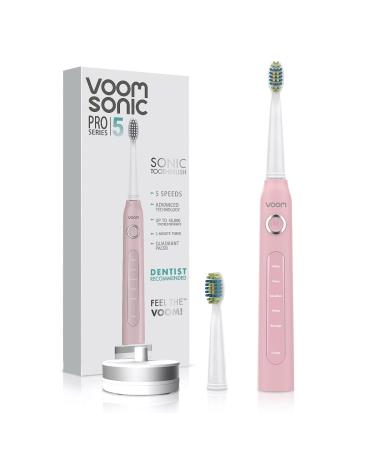 Voom Sonic Pro 5 Rechargeable Electronic Toothbrush - Dentist Recommended with 5 Speeds & 2-Minute Timer - Pink - Buy Online on GoSupps.com