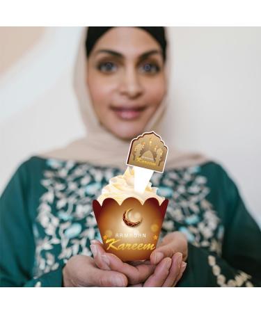 24 Sets Ramadan Cupcake Toppers and Wrappers Eid Mubarak Decorations Islamic Mosque Moon Star Cupcake Decorations Topper Cupcake Pick Liners for Islamic Muslim Theme Party Cake Decorations Supplies - Buy Online on GoSupps.com
