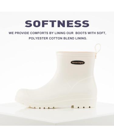 Women's Waterproof Short Rain Boots - Stylish Cream White Garden Shoes with Anti-Slip Sole and Comfortable Insoles - Buy Online on GoSupps.com