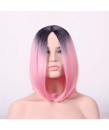 SHIYID Women Short Synthetic Wigs - Heat Resistant Fiber Two Tones in Pink Red Yellow Brown Blue Black & Purple | Shop Stylish Wigs Online - Buy Online on GoSupps.com