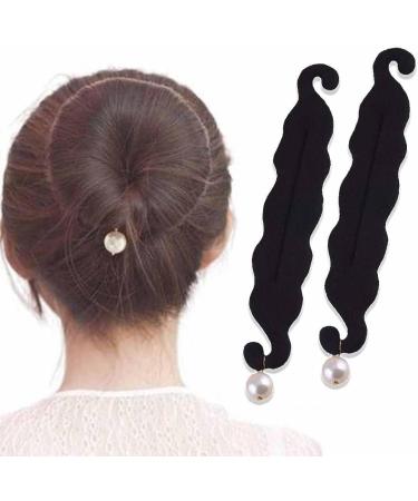 2Pcs Pearl Hair Bun Maker Set - Magic Bun Twist Curler Clips for Lazy Hairstyle - Styling Tool for Girls and Women - Buy Online on GoSupps.com