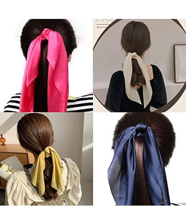 Pack of 2 Red Satin Knotted Bow Hair Scrunchies for Women and Girls - Buy Online on GoSupps.com