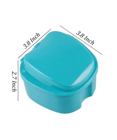Obanim 2-Piece Prosthesis Bathing Builder Box Holder - Travel Storage Container with Sieve Basket for False Teeth Cleaning (White/Blue) - Buy Online on GoSupps.com