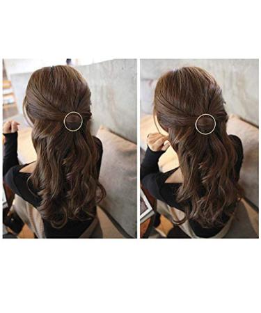 LASSUM 2 Pcs Minimalist Hollow Geometric Circle Hair Clips for Women and Girls - Gold & Silver | Perfect for Any Occasion - Buy Online on GoSupps.com