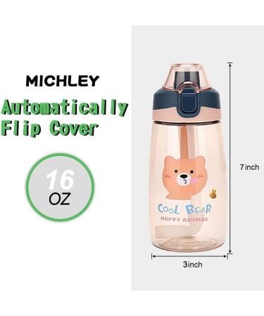 MICHLEY 16oz Water Bottle with Straw for Toddlers 3+ Years - Orange Lion - Buy Online on GoSupps.com