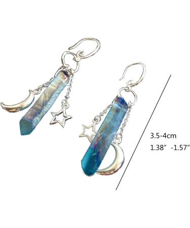 Feyley Earrings | Handmade Raw Crystal Moon & Star Dangle Witch Jewelry | Heavenly Healing Quartz | Unique Women s Gift - Buy Online on GoSupps.com
