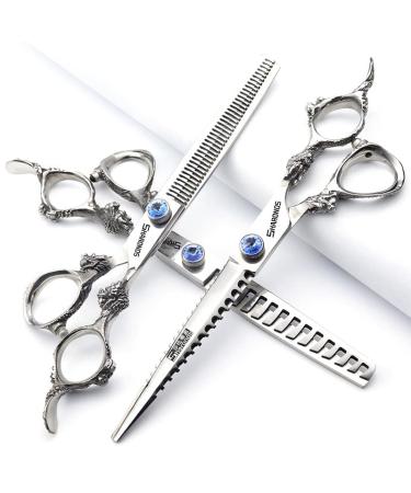 6 -inch hairstyle studio styling scissors hairdresser professional scissors japan hairdresser chinese dragon design scissors tools (7 inches 3 pieces)