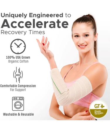 GT USA Organic Cotton Elastic Bandage Wrap | 6 Wide 4 Pack | Latex Free | Hypoallergenic Compression Roll for Sprains & Injuries - Buy Online on GoSupps.com