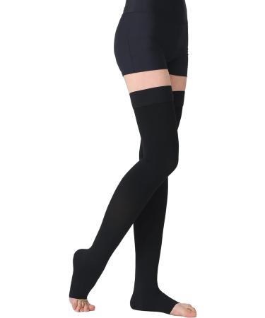 TOFLY Medical Thigh High Compression Stockings for Women & Men - Open Toe 15-20mmHg Graduated Compression - Black - Size M - Buy Online on GoSupps.com