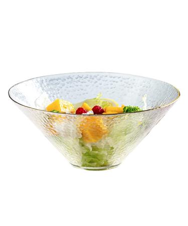 Round Glass Fruit Salad Bowl Japanese Style Clear Glass Ramen Bowl Household Breakfast Cereal Dessert Bowl for Kitchen 1000ML Soup Bowl Transparent 9 inches