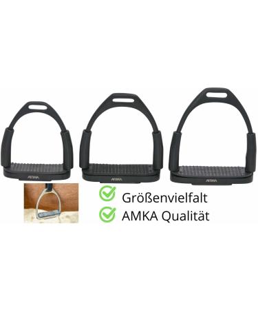 AMKA Joint Black Safety Stirrups - Adjustable 10 12 13 cm Width for Optimal Riding Comfort | International Shipping Available - Buy Online on GoSupps.com