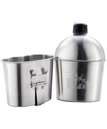 ELK Stainless Steel Military Canteen and Cup Set - Green Cover for Outdoor Activities - Buy Online on GoSupps.com