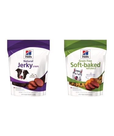 Hill's Natural Jerky Strips with Real Beef Dog Treat + Hill's Grain Free Soft-Baked Naturals Dog Treats with Beef & Sweet Potatoes