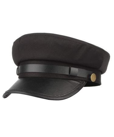 S.CHARMA Chauffeur Hat for Men Women, Classic Vintage Newsboy Cap Costume Hats Black One Size