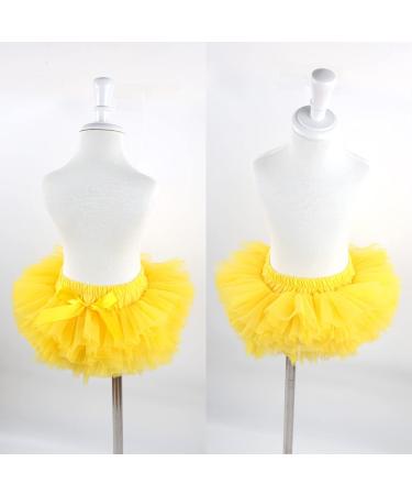 Hoolchean Baby Girls Fluffy Tutu Skirt with Diaper Cover Bloomer - Yellow (1-2 Years) - Buy Online on GoSupps.com