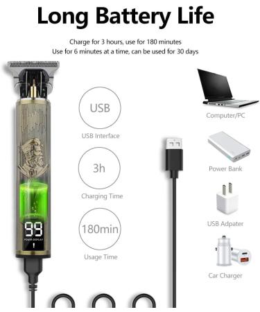 Professional Men's Hair Clipper Beard Trimmer Men's Hair Trimmer USB Rechargeable Portable Electric Shaver LED Screen Suitable for Adults and Barbers - Buy Online on GoSupps.com