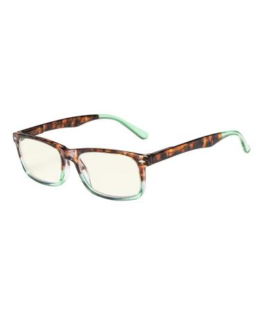 Eyekepper Computer Glasses Blue Light Filter Eyeglasses Blue Glare Blocking Men Women Tortoise-Green Tortoise-green Frame-bb40 Lens 0.0 x