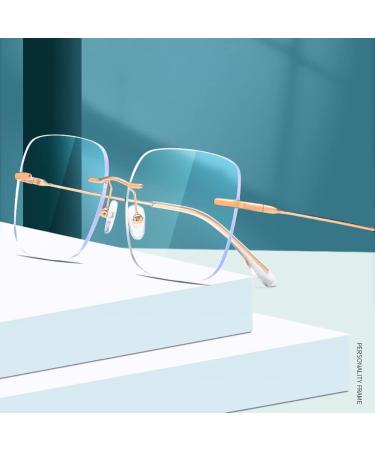 Rongchy Rimless Blue Light Blocking Glasses for Men & Women | Gold Eyeglasses for TV Phone & Computer Gaming - Buy Online on GoSupps.com