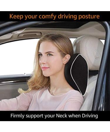 ICOMFYWAY Car Neck Support Pillow - Memory Foam Headrest for Neck Pain Relief While Driving - Black - Buy Online on GoSupps.com