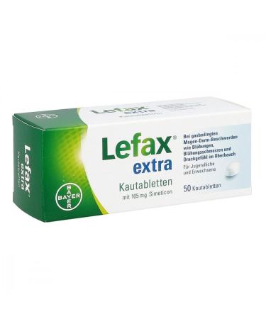 Lefax extra chewing tablets - with 105 mg Simeticon - for gas -related gastrointestinal complaints and moderate flatulence - with peppermint taste - 1 x 50 tablets 50 pieces (1 Pack)