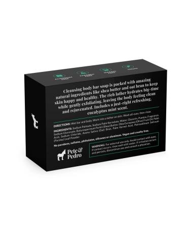 Pete & Pedro Body Bar Soap - Hydrating Exfoliating Cleansing Bar with Eucalyptus Scent | Shea Butter & Olive Oil | 6 oz - Buy Online on GoSupps.com