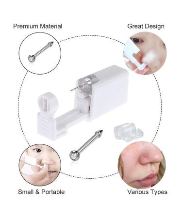 Disposable Self Nose Piercing Kit with 10 Nose Screws - Safe Nose Piercing Gun in White - Buy Online on GoSupps.com