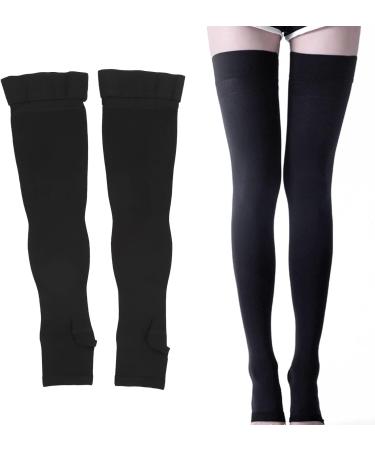 Buy Class II Open Toe Compression Socks for Women - 23-32 mmHg Comfortable & Elastic Support Stockings in Black (L) - International Shipping Available - Buy Online on GoSupps.com