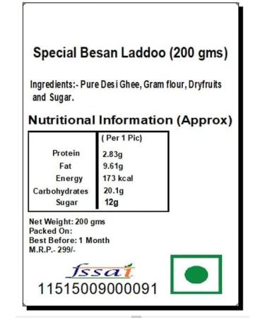 Ghasitaram Gifts Diwali Sweets Special Besan Laddoo (200 GMS) - Buy Online on GoSupps.com