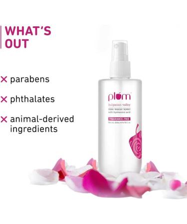 Plum Bulgarian Valley Rose Water Toner |with Hyaluronic Acid & Rose Extracts|100% Natural Rose Fragrance|Soothing and Pore Tightening | Balances Ph Levels (200 Ml (Pack of 1) Colourless) - Buy Online on GoSupps.com