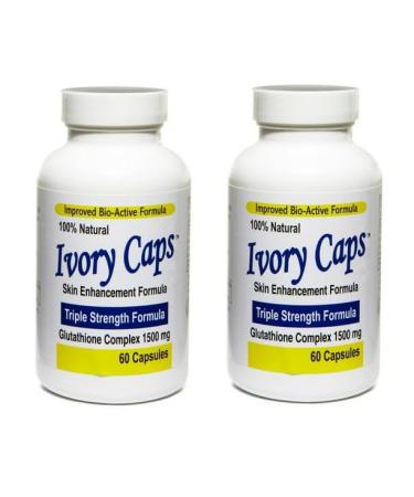 2 Ivory CAPS Glutathione Skin Whitening Max BioActive 1500mg 120 Caps Exp06/2020