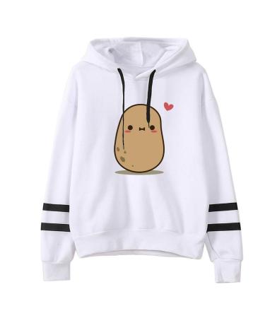 IFOTIME Cute Hoodies for Potato Heart Printed Hooded Sweatshirt Sport Ligthweight Solid Color Long Sleeve Pullover A01 Black Medium