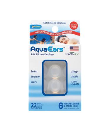 Aqua Ears Soft Silicone Earplugs (6 Pair)