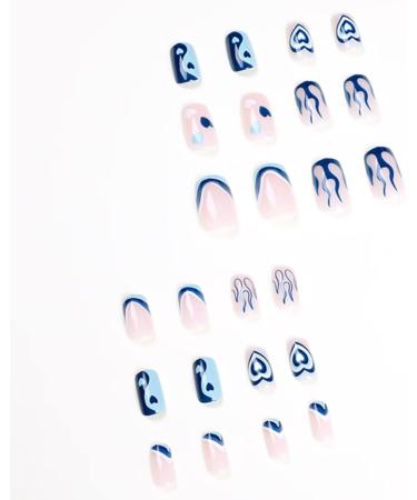 Blue Heart Flame Press On Nails - Medium Size, Acrylic Nude Design for Women and Girls by RUNRAYAY - Buy Online on GoSupps.com