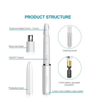 Nasal Hair Trimmer & Eyebrow Trimmer - Precision Touch Beauty Painless Nose Hair Cutter for Men & Women - AG-1458W (White) - Buy Online on GoSupps.com
