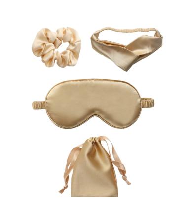 1 Set 4pcs Blindfold Hair Scarves for Women Masks for Women Headband Bandanas for Women Hair Bands for Women Eye Mask for Satin Hair Scrunchie Silk Drawstring Multipurpose Girl Golden