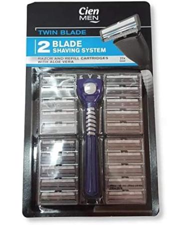 Cien Men Twin Blade Shaving System 2 Blade Razor & 20 Replacement Blades | International Shipping Available - Buy Online on GoSupps.com