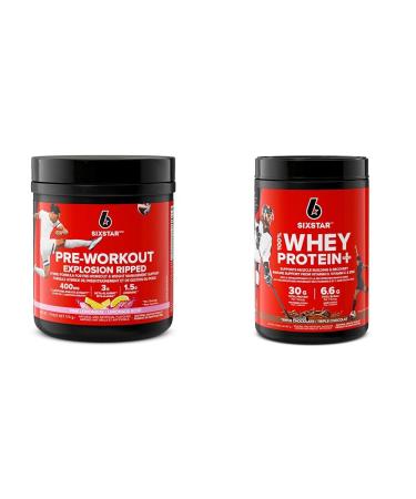 Pre Workout + Weight Loss Formula Six Star Preworkout Explosion Ripped Energy Powder & Whey Protein Powder Six Star 100% Whey Protein Plus Whey Protein Isolate & Peptides Lean Protein Powder
