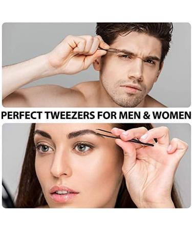 ASM Eyebrow Tweezers Set - 4 Piece Professional Stainless Steel Precision Tweezer for Eyebrows Plucking Ingrown Hair Remover Daily Beauty Tool for Women and Men - Buy Online on GoSupps.com