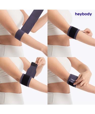 Heybody Slim Air Elbow Support Strap - Gray Medium | Elbow Brace Band for Ultimate Support - Buy Online on GoSupps.com