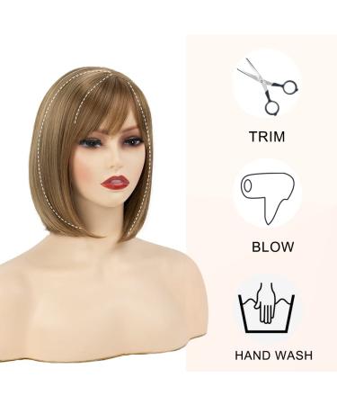 Short Blonde Bob Wig with Flat Bangs - Synthetic Classic Bob for Women - XIUFAXIRUSI - Buy Online on GoSupps.com