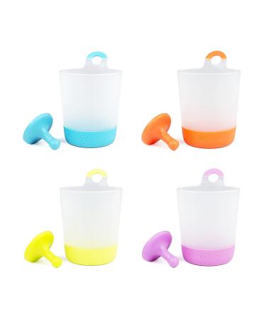 Puj - Phillip Cups  Hangable  Rinse-and-Play Reusable Plastic Cups  Highly Functional Fun Cups for Kids  Set of 4 Kids Cup with 4 Grippy Hooks - Frustration Free Packaging (MultiColor) Multicolor 4 Count (Pack of 1)